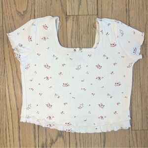 RSQ Tilly’s Girls Print Floral Rosette Crop Length Tee Size Large Girls Sizing